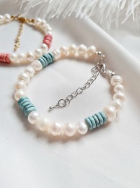 Sommerliche Eleganz Armbänder Süßwasser-Zucht-Perlen Keramikperlen zeitlose Schönheit