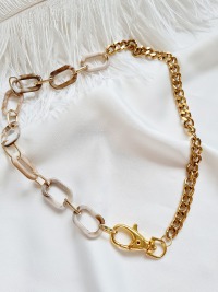 Halskette auffällig Acryl vergoldet Gliederkette 9