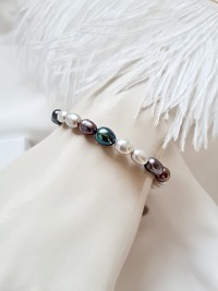 Armbänder | Süßwasser-Zucht-Perlen | rosa | grau | blau 2