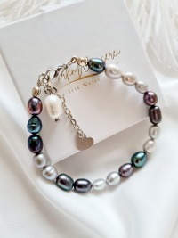 Armbänder | Süßwasser-Zucht-Perlen | rosa | grau | blau 5