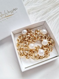 Halskette goldfarben Kunststoffperlen Party Schmuck elegante Kombination