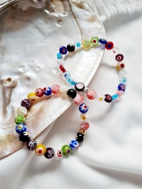 bunte Armbänder schrille Armbänder Millefiori Perlen stilbewusste Frauen Freizeit 8