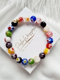 bunte Armbänder schrille Armbänder Millefiori Perlen stilbewusste Frauen Freizeit 2