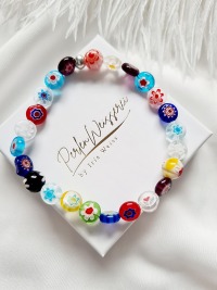 bunte Armbänder schrille Armbänder Millefiori Perlen stilbewusste Frauen Freizeit