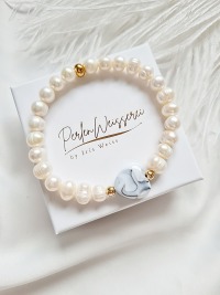 Süßwasserperlen-Armband Perlenarmband mit Keramikherz Eleganter Schmuck für Frauen 4