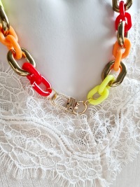Acrylglieder Halsketten Damen Schmuck trendiges Accessoire Party Outfit atemberaubend 4