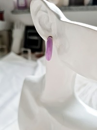 fliederfarbene Acryl-Ohrringe elegante Büro-Ohrringe halbrundes Ohrring-Design leichter
