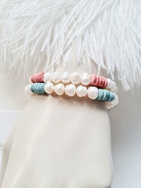 Sommerliche Eleganz Armbänder Süßwasser-Zucht-Perlen Keramikperlen zeitlose Schönheit 9