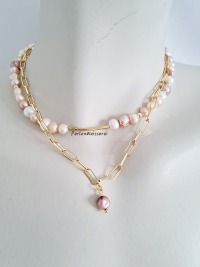 Elegante Gliederkette Perlen Halskette Süßwasser Perlen verspielte Kette Layering Kette 6