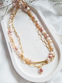 Halskette aus Edelstahl und Süßwasser-Zucht-Perlen 5