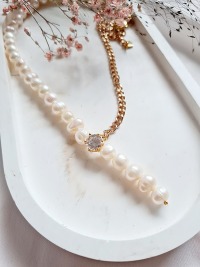 Edelstahlschmuck Süßwasserperlen hochwertige Perlen Halskette 3