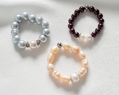 Süßwasser Zucht Perlen Ringe Glaswachsperlen - Frauen Accessoires Glamour Look