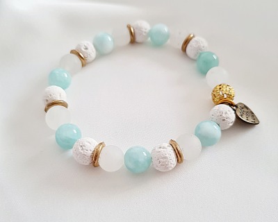 Armband aus Lava- und Jadeperlen - Armband Damen Armbänder Armband Perlenarmband Schmuck Perlen