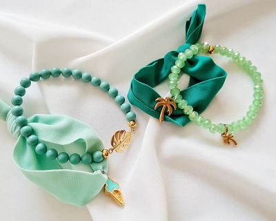 Armbänder | Lycra | Perlen - Elastisch | Armbänder-Sets | sommerliche Eleganz