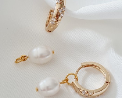 Ohrringe vergoldet mit Süßwasserperlen - Ohrringe Ohrring Ohrring Gold Ohrringe Gold Creolen Gold