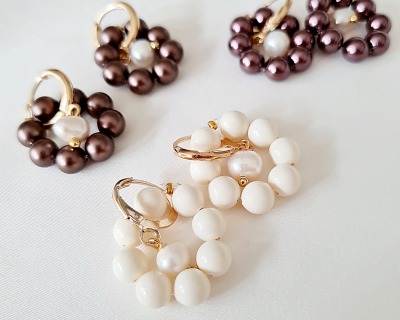 Ohrringe aus Swarovski Crystal Pearls mit Süßwasserperle - Ohrringe Ohrring Ohrring Gold Creolen