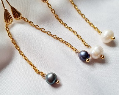 Süßwasser Perlen Ohrringe lange elegante Perlenohrringe - Perlenohrringe für Frauen