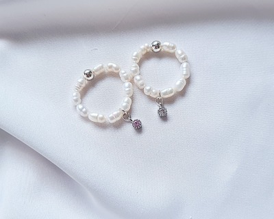Perlen Ringe mit Zirkonia Anhänger Süßwasser Perlen Edelringe zartes Design Perlenring -