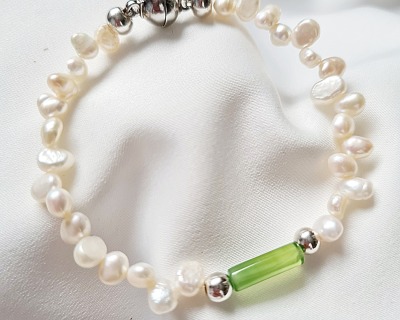 Armband | Süßwasser-Zucht-Perlen - Magnetverschluss | Achat-Tube | wunderschönes Accessoire