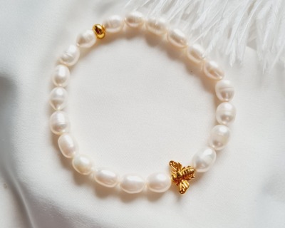 Süßwasser-Zucht-Perlen Armband Biene Damen-Schmuck besondere Anlässe - Geschenke für