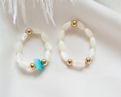 Ringe aus Muschelperlen, zeitlos eleganter Schmuck - günstige Perlen Ringe minimalistischer Schmu