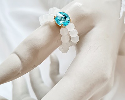 Jadeperlen Ring Kristallring Perlen Ring eleganter Schmuck - Schmuck für Frauen günstige