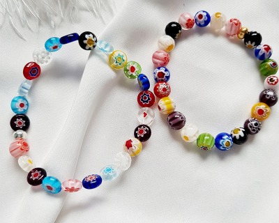 Armbänder aus Millefiori-Perlen - elastisch | bunte Armbänder | Summer Vibes