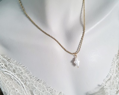Halskette | Edelstahl | Süßwasser-Zucht-Perlen - Verstellbare Halskette | 18k | vergoldetem |