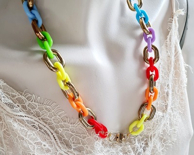 Acrylglieder Halsketten Damen Schmuck trendiges Accessoire Party Outfit atemberaubend -
