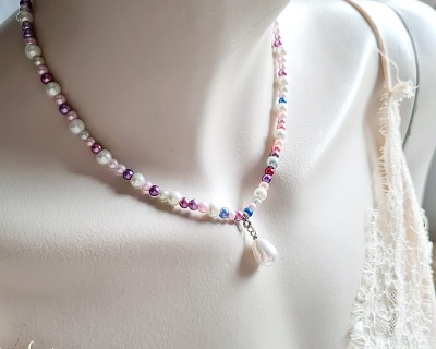 Halskette Francesca - Halskette aus bunten Glaswachsperlen - gute Laune