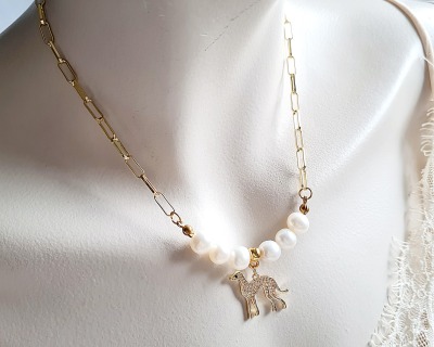 Süßwasser-Zuchtperlen Halskette 18k Vergoldung Luxus stilbewusste Frauen - extravaganter