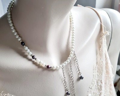 Perlen Halskette Süßwasser Zucht Perlen Luxus Schmuck - Glaswachsperlen eleganter Schmuck