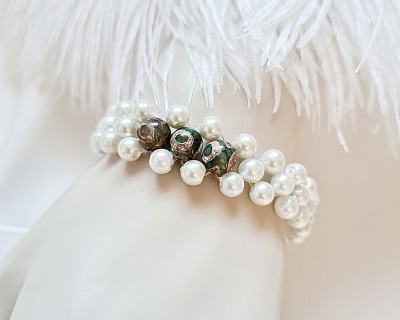 Weißes Armband Glaswachsperlen Armband Spirituelle Dzi Perlen - Frauenarmbänder Brautschmuck