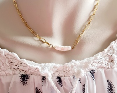 Halskette | Edelstahl - Verstellbar | 18k | vergoldetem | Süßwasser-Zucht-Perle | klassischer Look