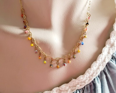 Halskette aus Edelstahl - Halskette aus 18k vergoldetem Edelstahl mit vielen kleinen