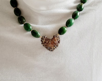 Halskette aus afrikanischen Jadeperlen - Halskette aus großen afrikanischen Jadeperlen - Vintage-To