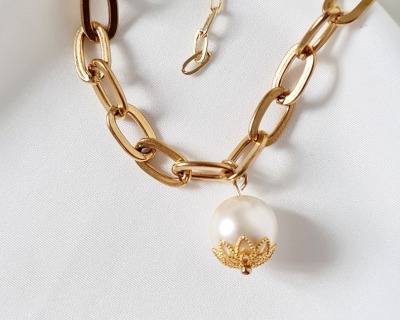 Armband aus Edelstahl - verstellbar | 18k | vergoldet | Preciosa Nacre Pearls creamrose | stilvolles