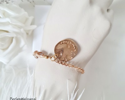 Armband aus Edelstahl - Verstellbares | 18k | vergoldet | Muschelperlen | moderner Look