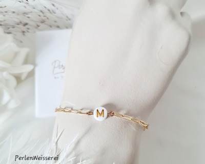 Armband aus Edelstahl - verstellbar | 18k | vergoldet | Acrylbuchstaben | personalisierter Schmuck