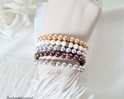 Armbänder aus Preciosa Nacre Pearls - elastisch | pastell Farben | wunderschönes Accessoire