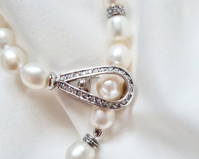 Edle Halskette Süßwasser Perlen Zirkonia Verschluss - Stilvolle Halskette Frauen Halskette