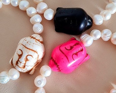 Süßwasser-Zuchtperlen Armband Buddhakopf Spiritueller Freizeitschmuck - Handgefertigte