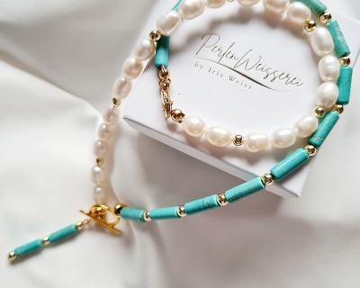 Edle Halskette Süßwasser Perlen Kette elegante Kette - außergewöhnliche Kette Perlen