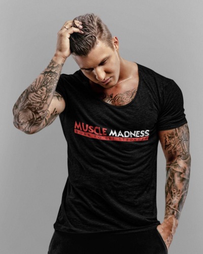 Muscle U-Neck Charcoal Grey Melange - T-Shirt Weiter Ausschnitt Herren