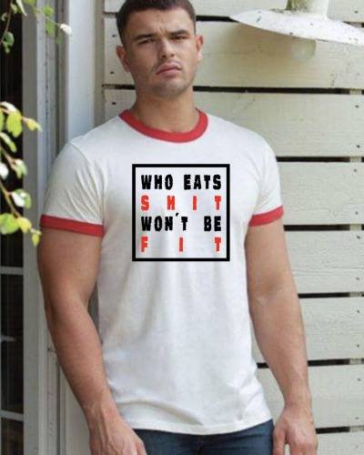 Muscle Retro - Retro Shirt Kontrast Streifen T-Shirt Herren Baumwolle Körperbetont Männer Shirt