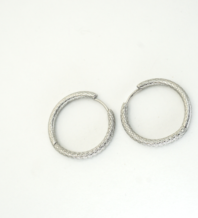 Kreolen Reptily Silber - Silberne strukturierte Ohrringe | Creolen mit Klick-Verschluss