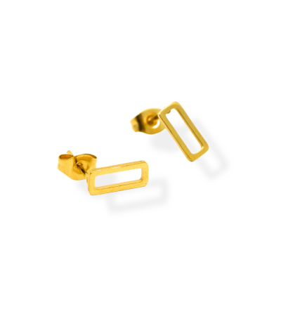 Rectangle - minimalist stud earring - Gold color stainless steel stud earrings