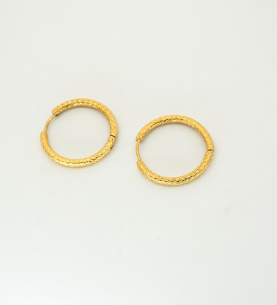 Kreolen Reptily - Goldene strukturierte Ohrringe | Creolen mit Klick-Verschluss 18K Vergoldet