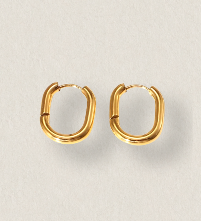 Goldene ovale Creolen Ohrringe - Goldene Creolen Oval aus hochwertigem Edelstahl und 14K Vergoldung