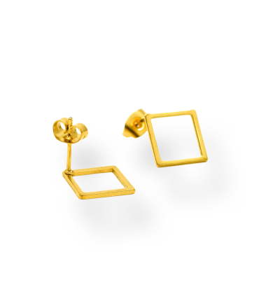 Rautenförmiger Minimalistischer Ohrstecker - Goldfarbene Ohrstecker aus Edelstahl